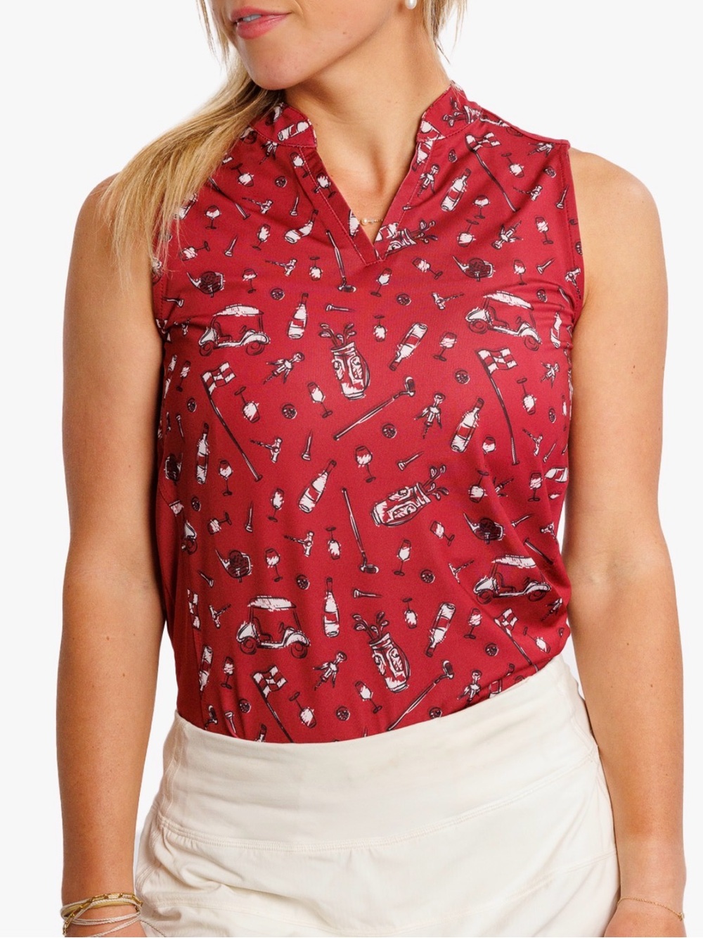 Waggle Wine and Nine Sleeveless Golf Top Medium